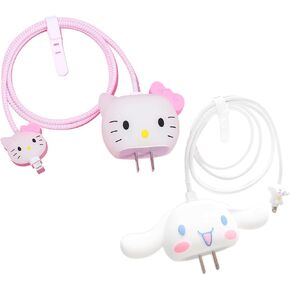 2 Packs 3D Cute Cartoon Charger Cover Charger Protector Charger Case Cable Protector for iPhone Fast Charger 18W/20W USB-C Power Adapter and Lightning Cable (2Packs) in Kuwait