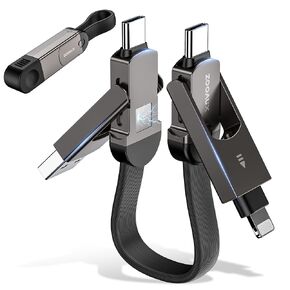كابل ZOOAUX 6 في 1 USB C، 60 وات PD [شحن سريع ومزامنة البيانات] سلك شاحن متعدد، حلقة مفاتيح مغناطيسية محمولة سلك بيانات شحن متعدد مع منفذ Lightn-ing/Type C/USB A للهواتف المحمولة والأجهزة اللوحية وبنك الطاقة in Kuwait