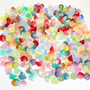 300 Pcs Glass Flower Beads for Jewelry Making, MaehSab Colorful Trumpet Flower Crystal Loose Glass Beads, Bell Flower Spacer Beads Bulk, for DIY Beading Projects, Bracelets, Necklaces, Earrings