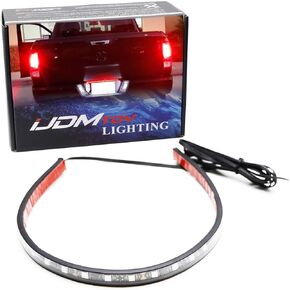 iJDMTOY Universal Fit 17-Inch Red LED Tailgate Light Strip Compatible with Truck or SUV, Powered by 24-Piece SMD LED Diodes, Flexible Strip w/Tail Running and Brake Light Feature