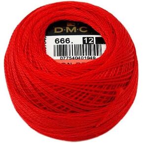 DMC 116 12-666 Pearl Cotton Thread Balls, Bright Red, Size 12