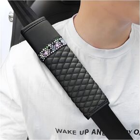 zipelo 2 Pcs Auto Seat Belt Cover, Breathable Leather Shoulder Pads Protect Your Neck, Harness Pads Strap for a More Comfortable Driving, Car Accessories Compatible with Adults Kids (Black)