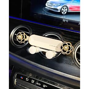 Car Cellphone Holder Camellia Stocking Stuffers Elegant Flower Crystal Air Vent Phone Holder Vehicle Phone Mount Clip Cell Phone Mount Cradle Decor for Smartphone Nice Gift (White Flower)