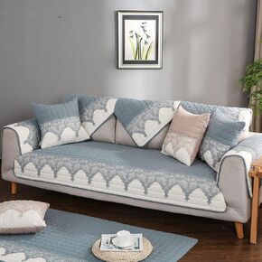 vctops Embroidered Lace Sofa Couch Cover, Quilted Sectional Couch Covers, Non-Slip Sofa Slipcover for Dogs Cats Pet Love Seat Recliner Leather L Shaped, Armrest Backrest Cover(Blue,28"x28")