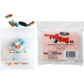 | Medicine Pill Organizer with Labels for AM/PM | Resealable Disposable Pill Pouches for Medicine, Vitamins, Gummies | Plastic Pill Bags for Travel | Standard Size | 100 Count