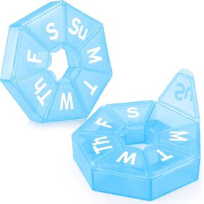 منظم حبوب الدواء الأسبوعي كبير جدًا، صندوق علبة حبوب الدواء صغير الحجم ومحمول لمدة 7 أيام، منظم أدوية سريع التعبئة مناسب للسفر مع حجرة كبيرة للفيتامينات وزيت السمك والمكملات الغذائية (أزرق) in Kuwait