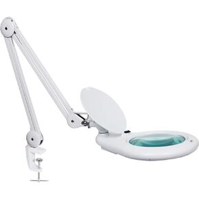 Neatfi Elite XL HD Super LED Magnifying Lamp with Clamp, Glass Lens, 6500K, Glare-Free (7 Inch Lens, White)
