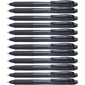 Pentel EnerGel-X Retractable Liquid Gel Pen (1.0mm) Metal Tip, Black Ink, Box of 12 (BL110-A)