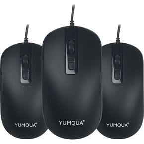 SB101 Computer Mouse Wired 3 Pack, Office Noiseless Slim USB Optical Corded Mouse for Laptop Chromebook PC Home Notebook