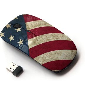 [ Optical 2.4G Wireless Mouse [ Star Stripe Flag American Rustic Patriotic ]
