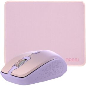 Wireless Mouse for Laptop, Portable Bluetooth Mouse Computer Cordless Mouse 2.4G/BT 3 Adjustable DPI and USB Nano Receiver for PC Notebook Desktop Computer Mac (Purple+PAD)