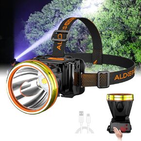 High Power LED Headlamp Super Bright Adult Motion Sensor Headlight Spotlight Waterproof Rechargeable Outdoor Hunting Light Flashlight Portable Head lamp for Fishing Camping Hiking