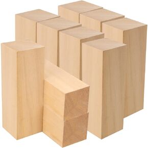 10 Pack 6 x 2 x 2 Inch Basswood Carving Blocks, Soft Solid Unfinished Wood Whittling Blocks, Basswood Square Wood Blocks for Carving and Whittling