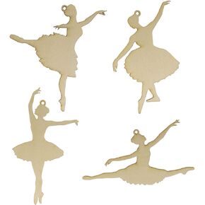 Summer-Ray 20pcs Wooden Silhouette Ballerina in 4 Poses Wooden Craft Piece 4"