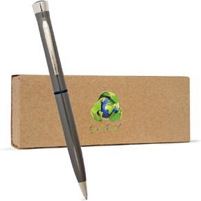 Garland Recycled Metal Twist Pen - Made in USA - Eco-Friendly Pen for Gifts, Professional, Post-Consumer Recycled Metal With Recycled Gift Box, Refillable with Universal #1 Refill - Blue & Chrome