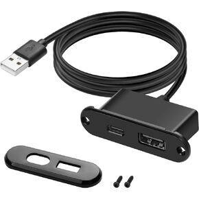 XMSJSIY USB USB C Desk Power Grommet Outlet 5V/2A USB/Type-C Embedded Charging Port Phone Desktop Charger Scoket Station for Sofa Table Bedside Workbench Office,Home-1.2M/3.9FT