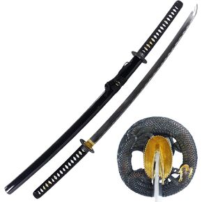 MAKOTO Handmade Sharp Katana Japanese Samurai Sword, Black, Choose Your Tsuba