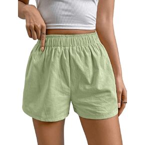 SweatyRocks Women's Casual Elastic Waist Solid Wide Leg Lounge Shorts with Pocket