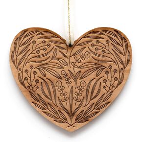 Floral Heart Christmas Ornament with Personalized Message [Holiday Stocking Stuffers with Names, Wood Anniversary Love Gifts for Him Her, Made in the USA]