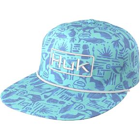 HUK Rope, Unstructured Adjustable Fishing Hat for Men, Tiki Beach-Marine Blue