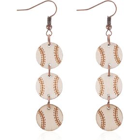 Retro Baseball Wooden Dangle Earrings Sports Ball Lover Earrings Jewelry Gifts for Women Girls
