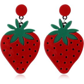 Cute Summer Fruit Dangle Earrings Simulated Acrylic Fruit Earrings For Women Girls