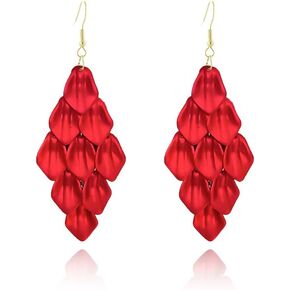 Flower Earrings for Women Girls Chic Elegant Handmade Colorful Acrylic Tiered Matte Petal Tassel Drop Dangle Earrings Chic Boho Wedding Jewelry Gifts