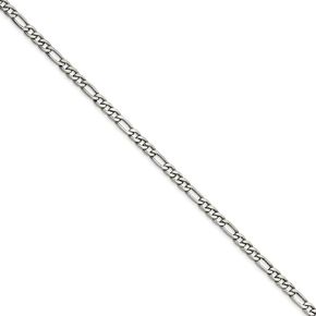 Solid Stainless Steel Men's 6.30mm 22in Figaro Chain Necklace - with Secure Lobster Lock Clasp 22"