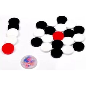 Professional Carrom Board Coins Set – 24 Acrylic Coins (6mm) with 2 Strikers, Smooth Play for Competitive Carrom Games