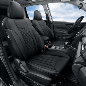 GIANT PANDA Customized Full Set Car Seat Covers Fit for Subaru Crosstrek 2018 2019 2020 2021 2022 2023 Faux Leather- (Black)