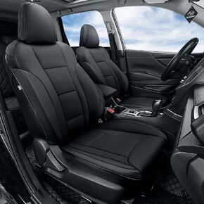 GIANT PANDA Customized Full Set Car Seat Covers Fit for Subaru Crosstrek 2018 2019 2020 2021 2022 2023 Faux Leather- (Black)
