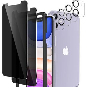 2 Pack Privacy Screen Protector for iPhone 11 with 3 Pack iPhone 11 Camera Lens Protector 9H Hardness Anti-Scratch/Bubble Free/Easy Installation