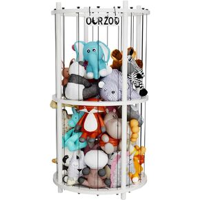 Wood Stuffed Animal Zoo Storage Cage, Extra Large Stuffed Animals Storage Bin Display, for Kids Room, Playroom, Plushies, Stuffy, Plush Toy, Stuff Animal Jail Basket, Toys Organizer Holder