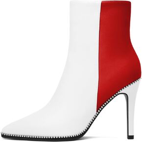 Ankle Boots High Heel Boots Women Pointed Toe Stilettos Thin Slim Heel Booties 3.5" Side Zipper Beaded Short Boots Shoes