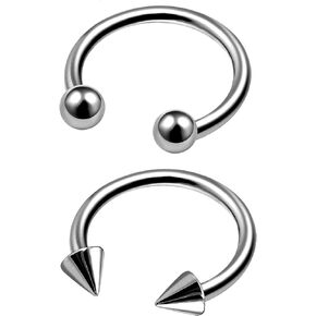 2Pcs Titanium 16 Gauge Septum Horseshoe Ring Piercing Jewelry Helix Rook Daith Lip Cartilage 3mm Ball Cone More Choices