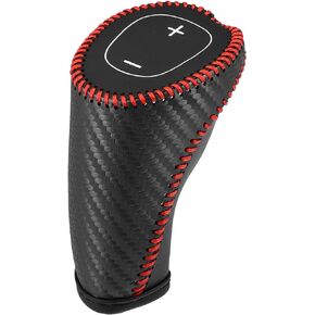 Gear Shifting Knob Cover Automatic Transmission Lever Trim for Chevy Equinox Malibu Faux Leather Carbon Fiber Pattern Black