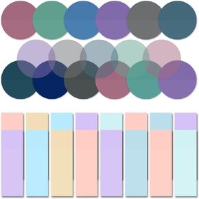 iKyce Transparent Sticky Notes Round, Clear Sticky Tabs Pastel, Assorted Colors, See Through Waterproof Sticky Notes, 20 Sheets Per Pad, 4 Pads in Total (7711)