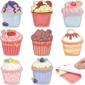 Geyee 8 Pcs Sticky Notes Cupcake Shaped Sticky Notes Yummy Notes Cute Kawaii Novelty Food Snacks Notepad Memo Note Notepad for Home Office Notebook Bookmarks School Supplies Students