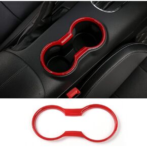 CheroCar Cup Holder Cover Frame Trim for Ford Mustang 2015-2020, Interior Accessories (Red)