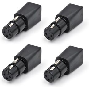 (4pack) Male 3-Pin XLR Adapter Plug DMX to RJ45 Connector to Ethernet, Black