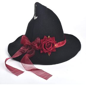 Women Witch Hat Wool Knitted Cap Halloween Wizard Cap Mardi Gras Hat Headwear