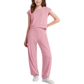 Witwot Girls 2 Piece Outfits Sets Sleeveless Tops Sweatpants Kids Tracksuits Clothing Sets 5-14 Years