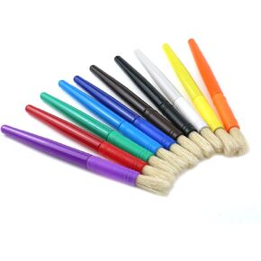 مجموعة فرش الرسم الفنية السمينة توفر فرشاة بشعيرات خنزير قابلة للغسل بطول 17 سم/6.69 بوصة لطلاب مرحلة ما قبل المدرسة طلاء درجات الحرارة المدرسية للمبتدئين هدية فنية من الأكريليك، زيت 10 قطع بألوان متنوعة in Kuwait