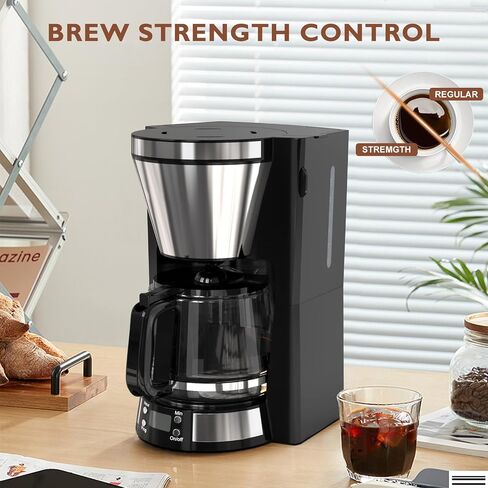 Small Coffee Maker Programmable Drip Coffee Machine with Auto Shut Off Drip Coffee Maker Automatic Coffee Maker Coffee Maker with Timer and Automatic Start, Black in Saudi Arabia