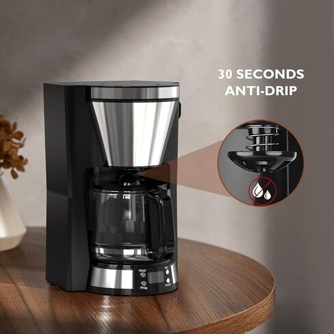 Small Coffee Maker Programmable Drip Coffee Machine with Auto Shut Off Drip Coffee Maker Automatic Coffee Maker Coffee Maker with Timer and Automatic Start, Black in Saudi Arabia