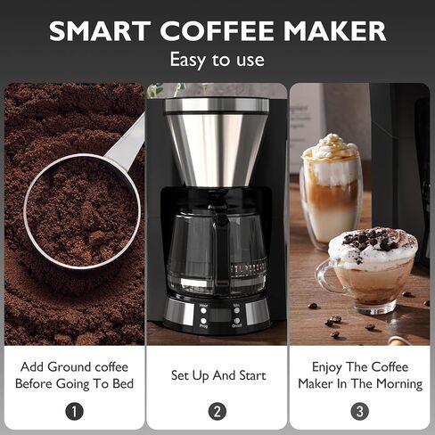Small Coffee Maker Programmable Drip Coffee Machine with Auto Shut Off Drip Coffee Maker Automatic Coffee Maker Coffee Maker with Timer and Automatic Start, Black in Saudi Arabia