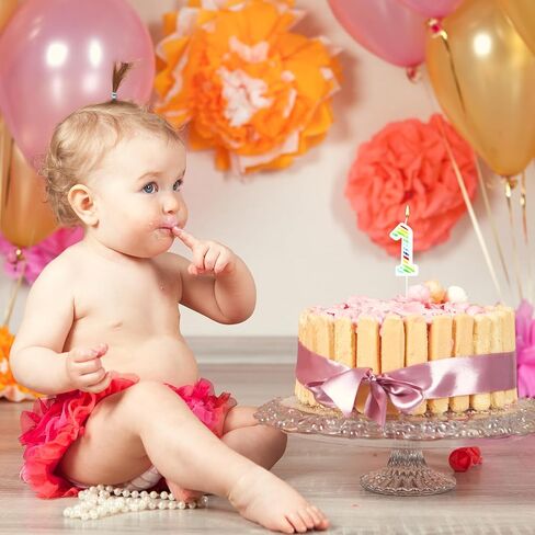Birthday Candles, Rainbow Birthday Candle for Cake, 1st Birthday Cake Topper Decorations Girl, Number 1 Candles for Birthday Party Wedding Baby Shower Decorations Anniversary Celebration Supplies in Saudi Arabia