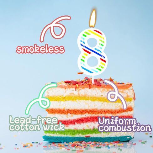 Birthday Candles, Rainbow Birthday Candle for Cake, 1st Birthday Cake Topper Decorations Girl, Number 1 Candles for Birthday Party Wedding Baby Shower Decorations Anniversary Celebration Supplies in Saudi Arabia