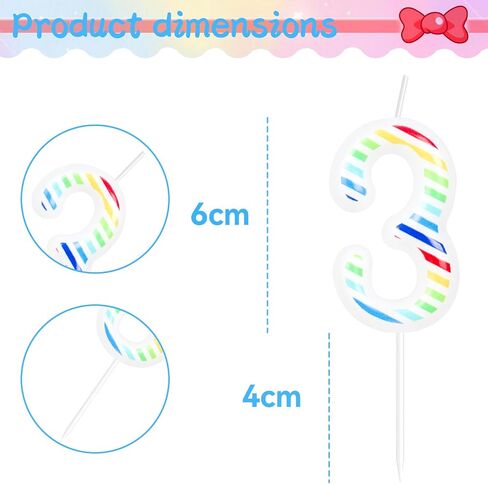 Birthday Candles, Rainbow Birthday Candle for Cake, 1st Birthday Cake Topper Decorations Girl, Number 1 Candles for Birthday Party Wedding Baby Shower Decorations Anniversary Celebration Supplies in Saudi Arabia