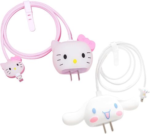 2 Packs 3D Cute Cartoon Charger Cover Charger Protector Charger Case Cable Protector for iPhone Fast Charger 18W/20W USB-C Power Adapter and Lightning Cable (2Packs) in Kuwait